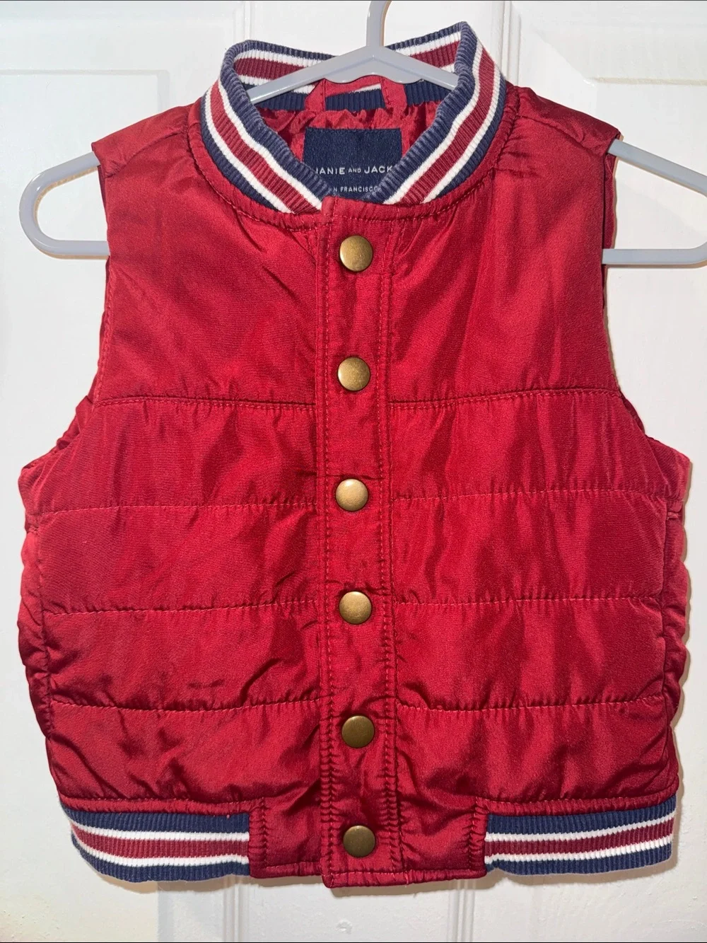 Janie and Jack Burgundy and Navy Puffer Vest Size 6/12M
